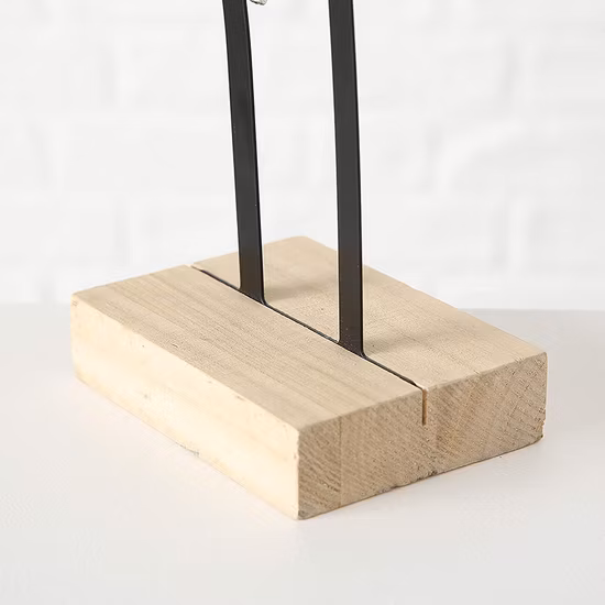 Baum des Lebens Schmuck-Organizer, schwarze Metallzweige, Galeriesockel aus Holz, Halter für Ohrringe und Halsketten